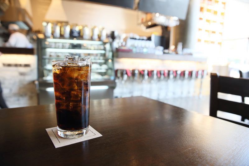 carbonated beverage sitting on a table