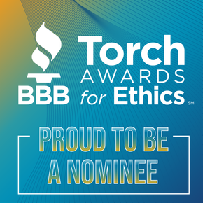 The logo for the torch awards for ethics is proud to be a nominee.
