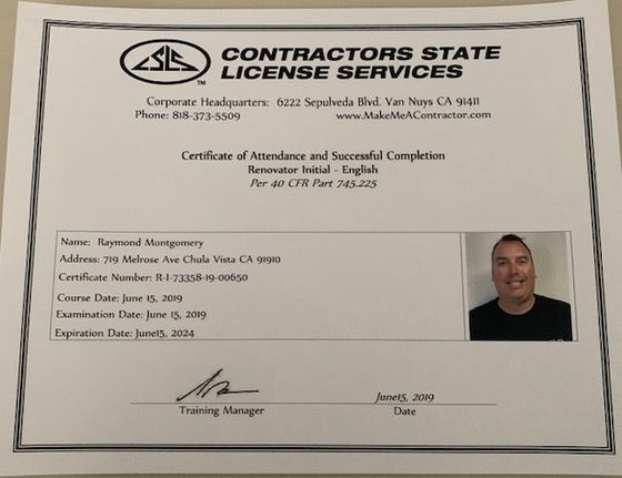 A certificate of attendance and successful completion from contractors state license services