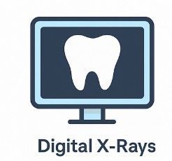 Dental X-ray illustration showing a tooth on a diagnostic screen