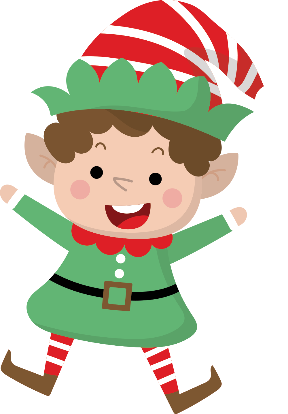 A cartoon illustration of a little boy dressed as an elf
