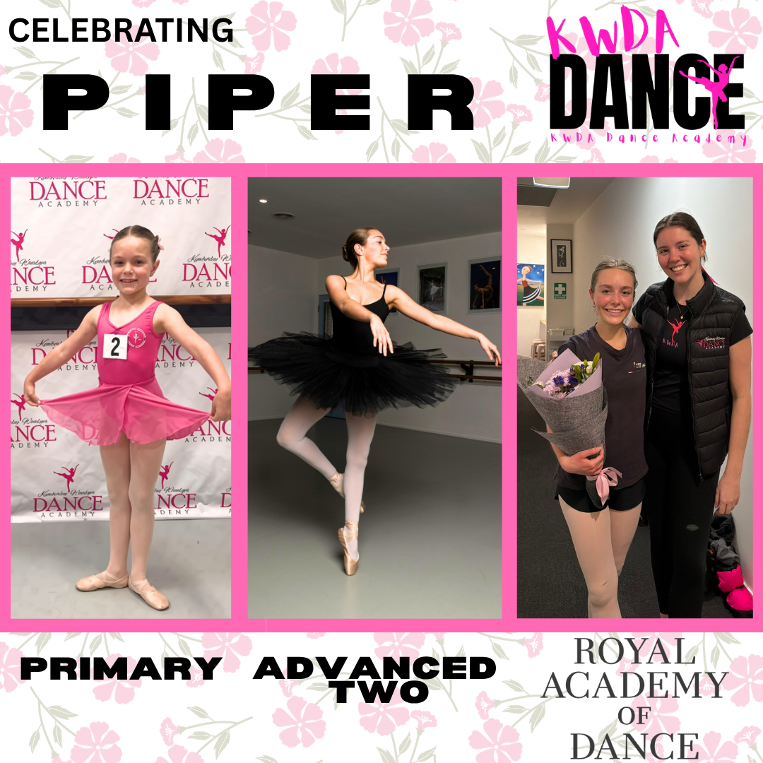 Three-panel collage of a young ballet dancer posing with a scorecard, kneeling, and in a tutu pose on a dark studio backdrop