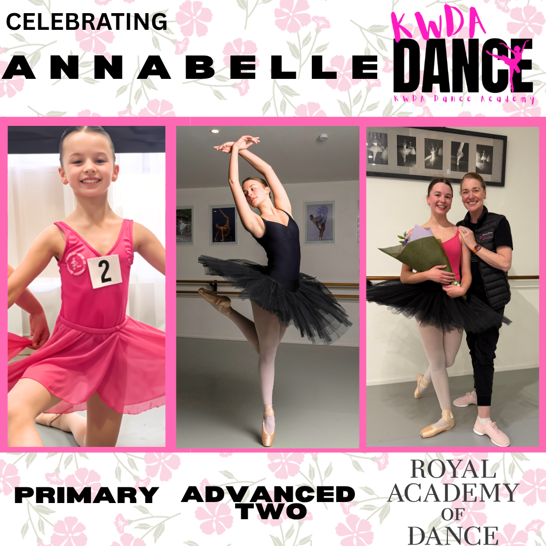 Three-panel collage of a young ballet dancer posing with a scorecard, kneeling, and in a tutu pose on a dark studio backdrop