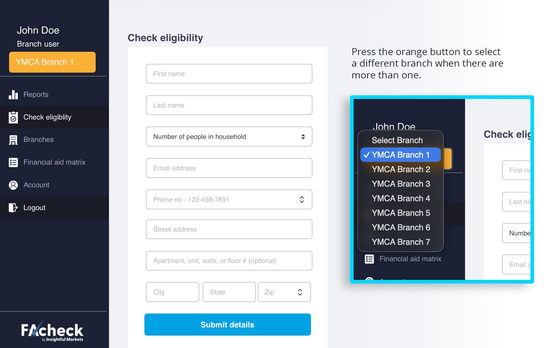 Example of eligibility form filled out