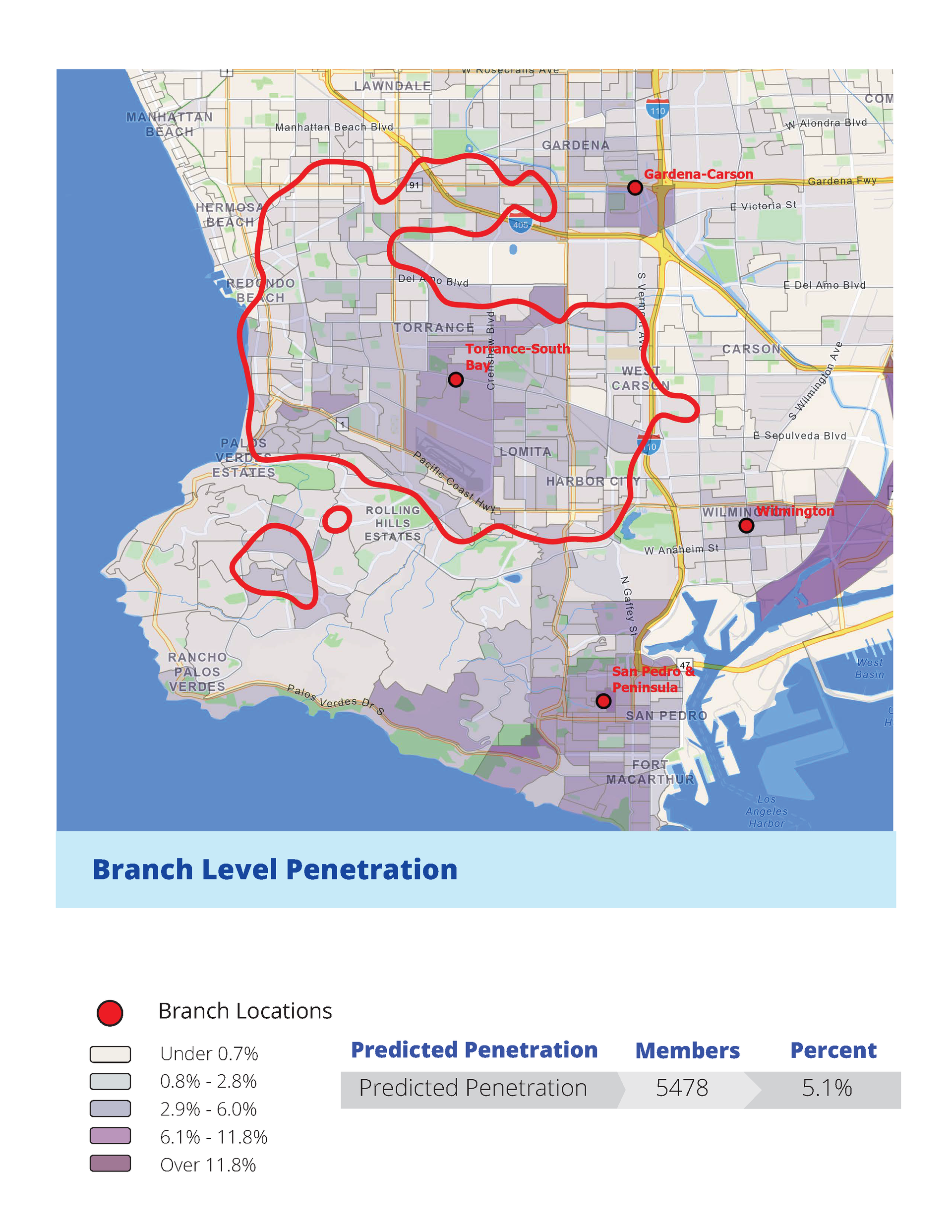 Well defined Primary market area branch member penetration