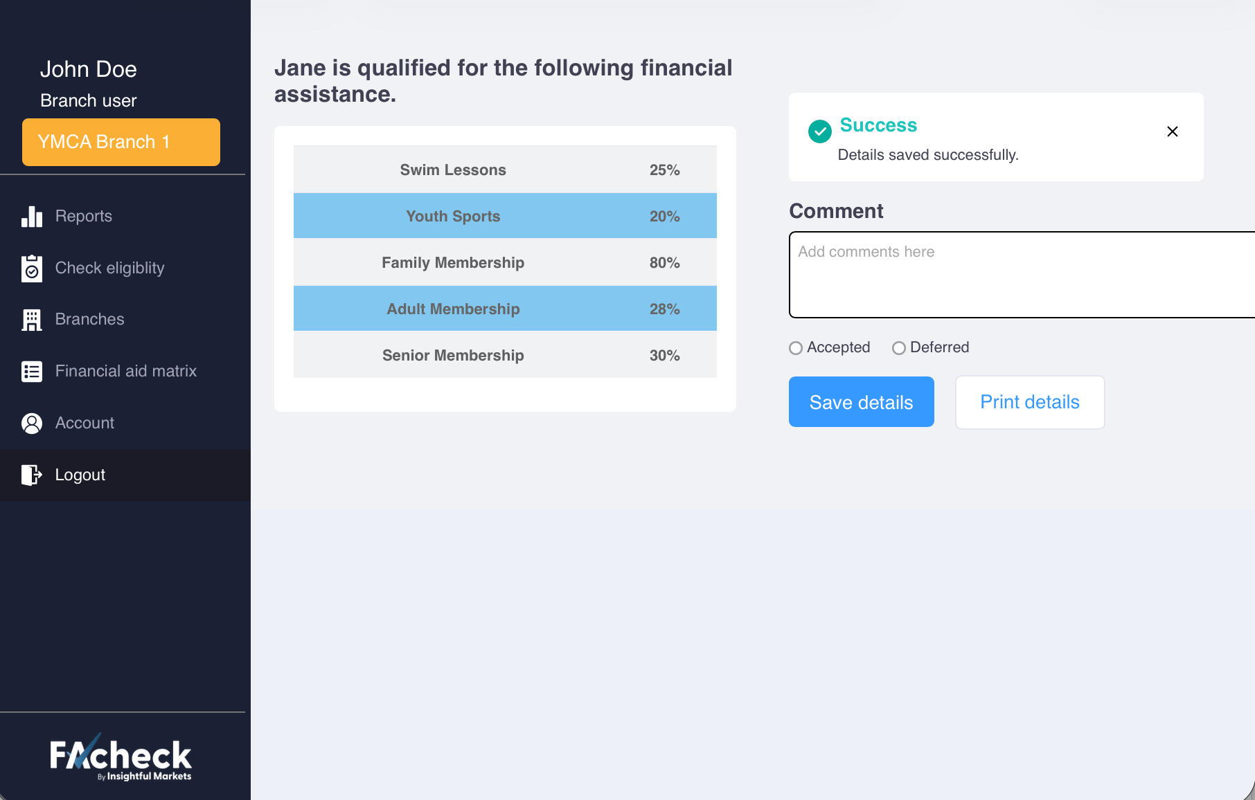 Example of a qualified result.
