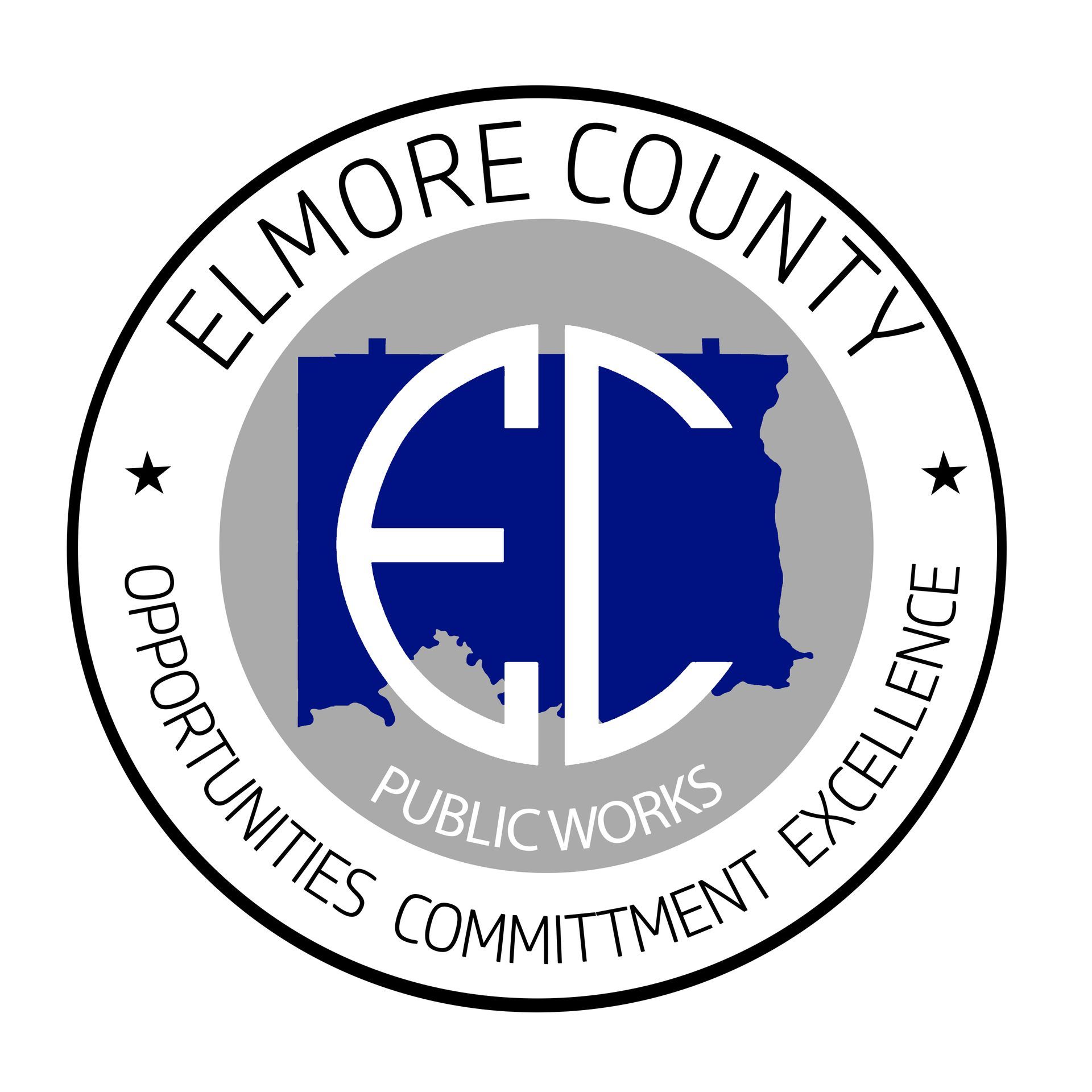 Elmore County Public Works logo: white