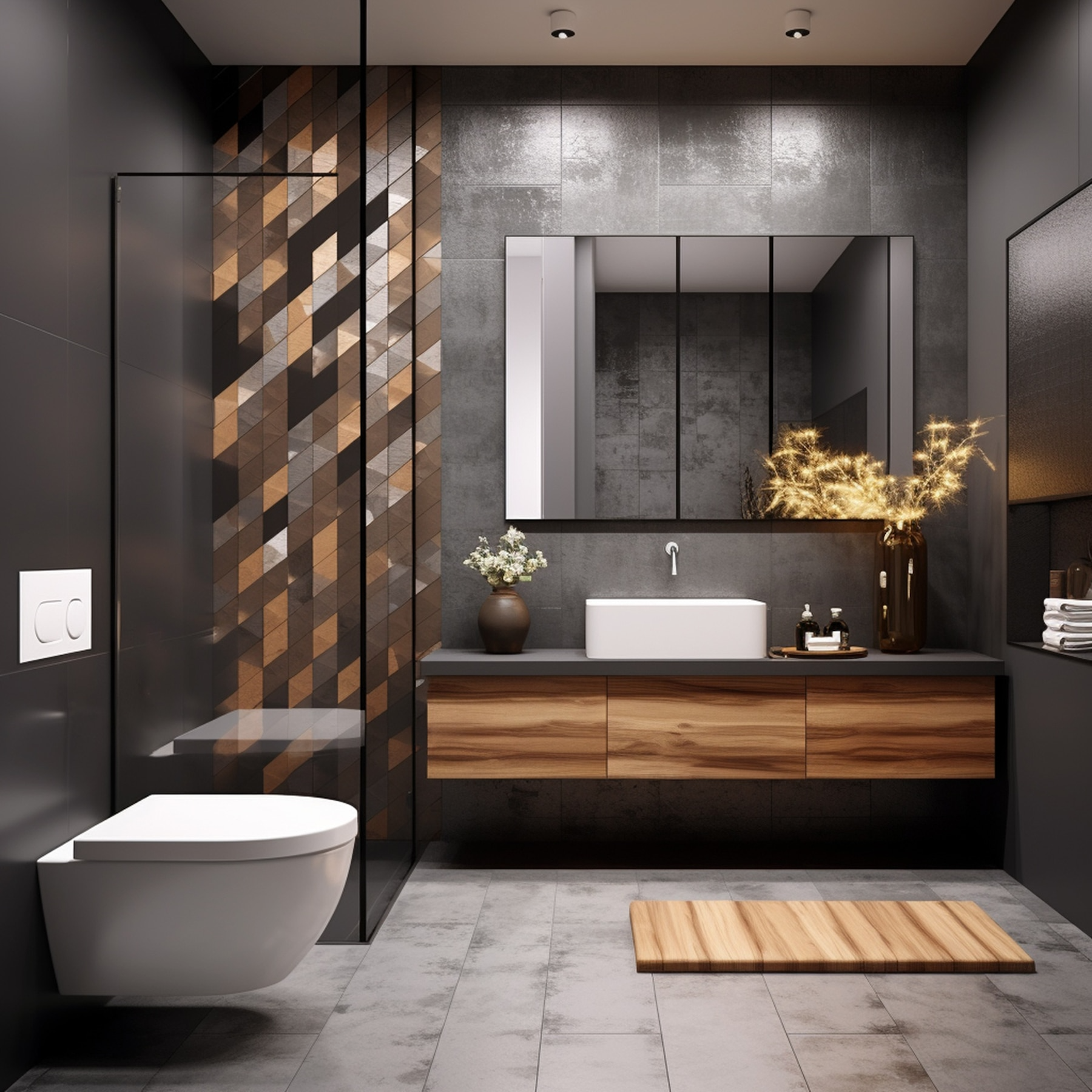 A bathroom with a toilet a sink and a mirror