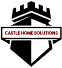 Castle Home Solutions The logo for castle home solutions is a shield with a castle on it.
