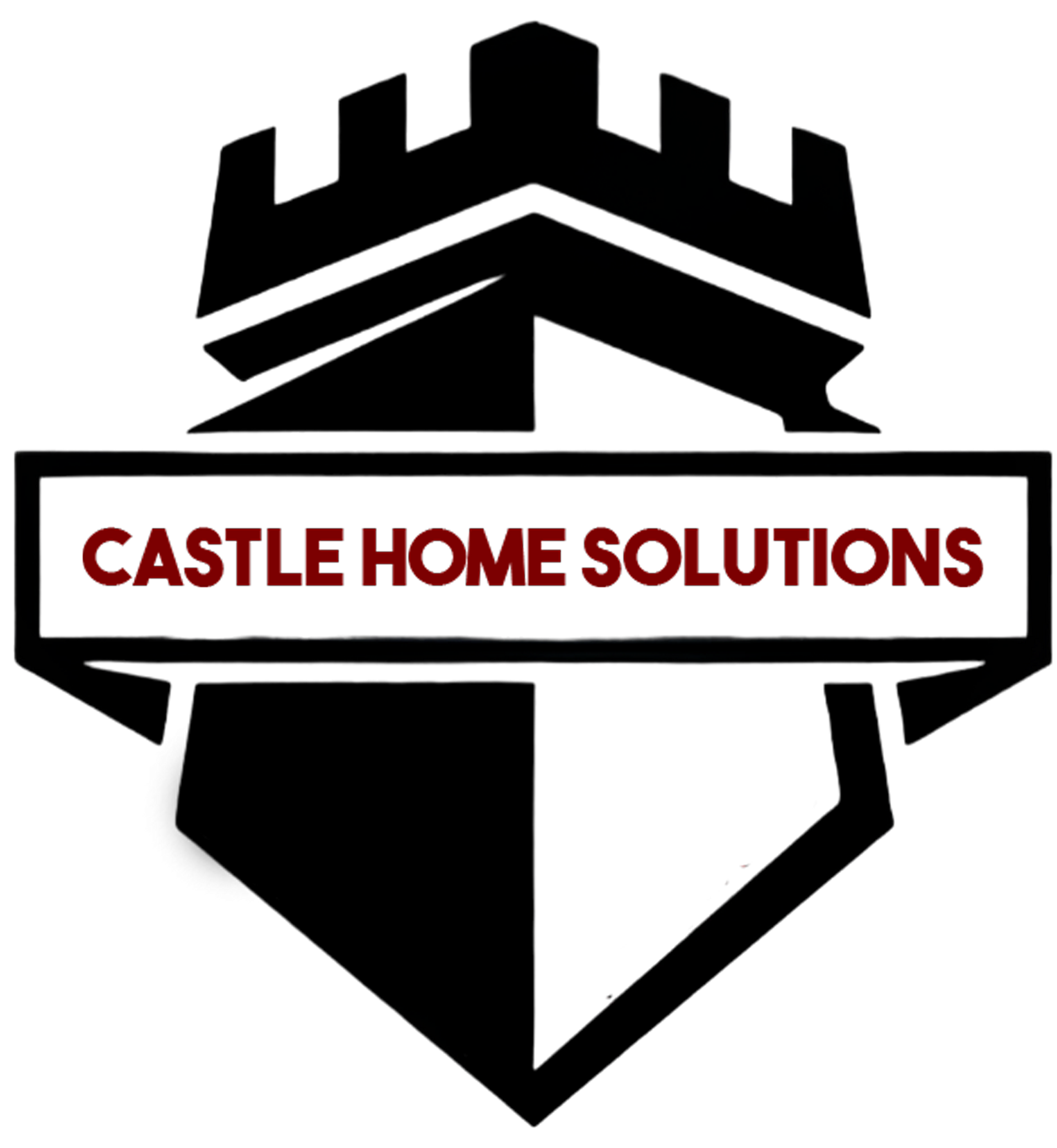 Castle Home Solutions The logo for castle home solutions is a shield with a castle on it.