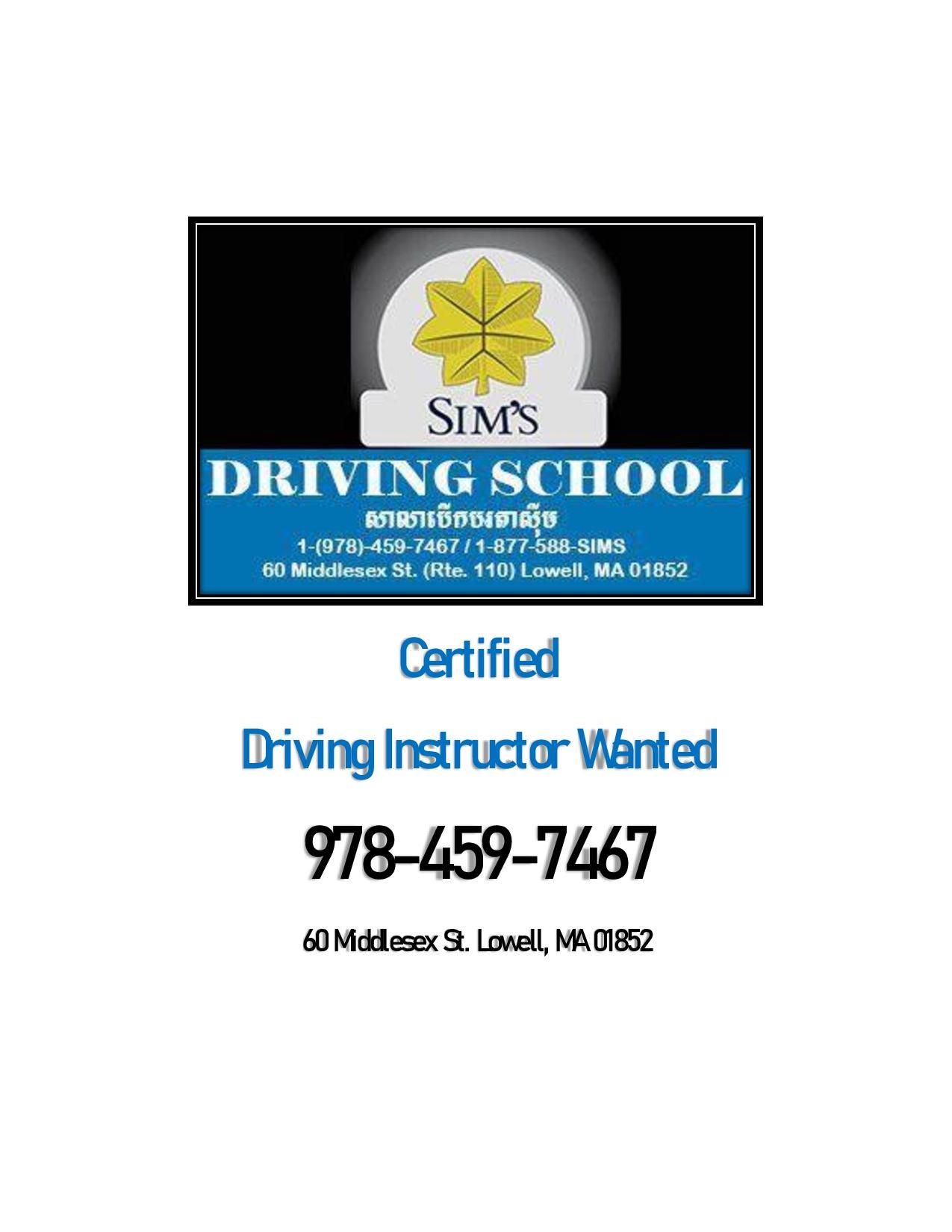 Driver's Education Lowell, MA Sim's Driving School
