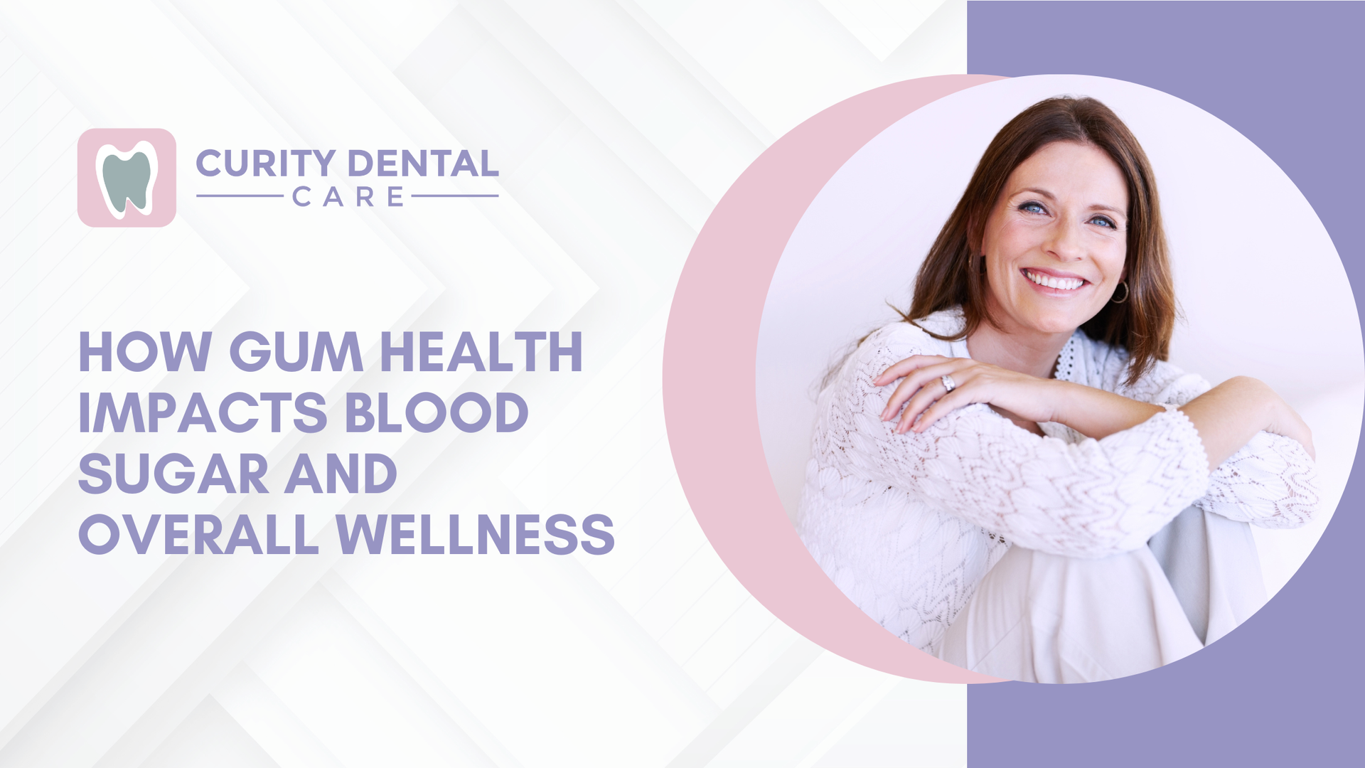 Graphic with woman smiling in circle, text: 