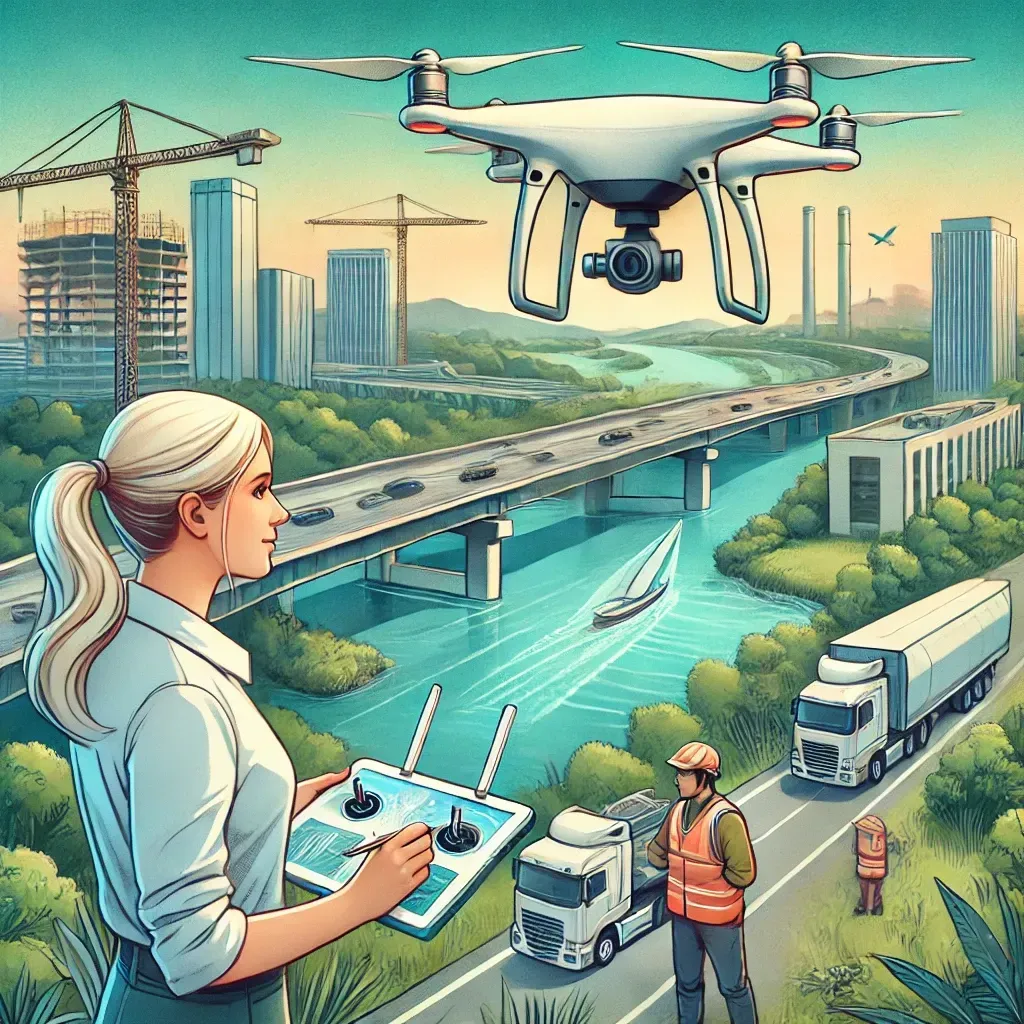 Drone inspecting the structural integrity of a bridge