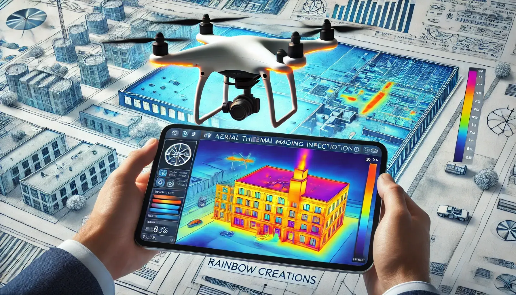 Drone performing thermal inspection