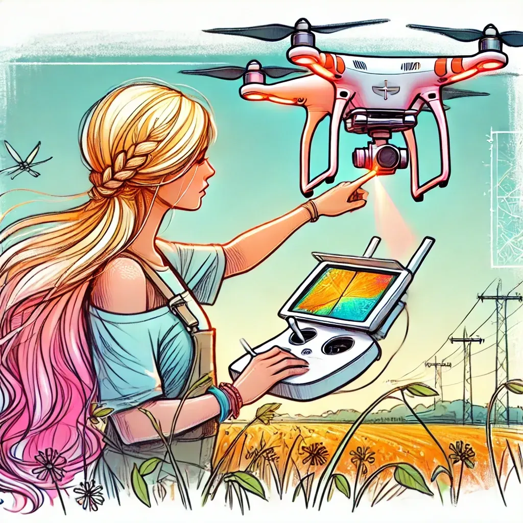 Drone equipped with a thermal camera performing an aerial inspection.