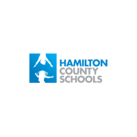 The logo for hamilton county schools is blue and gray.