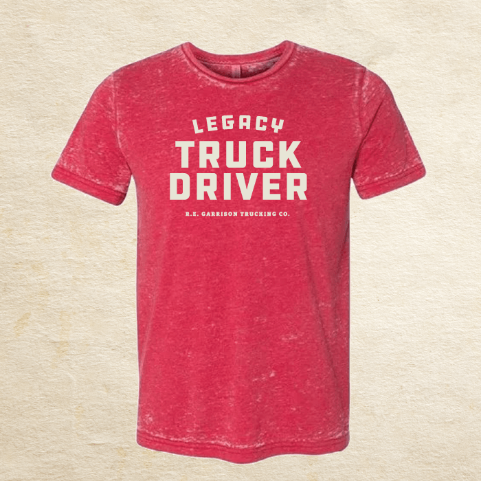 red shirt that says 