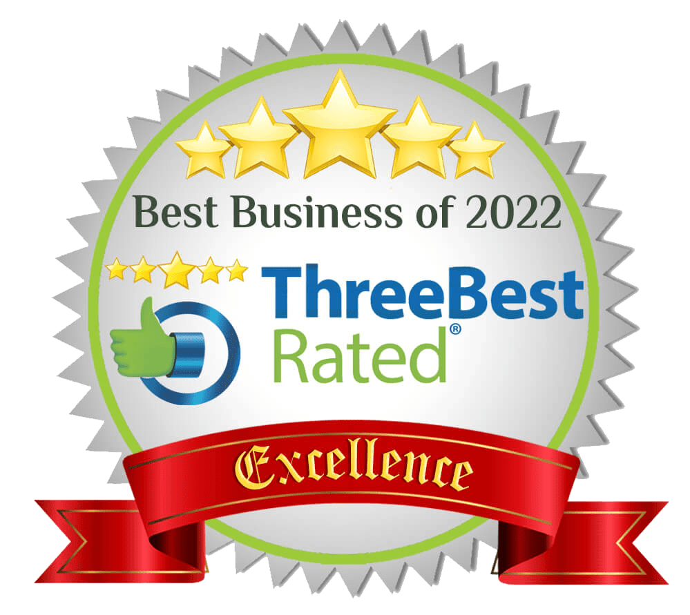 a seal that says best business of 2022 three best rated excellence