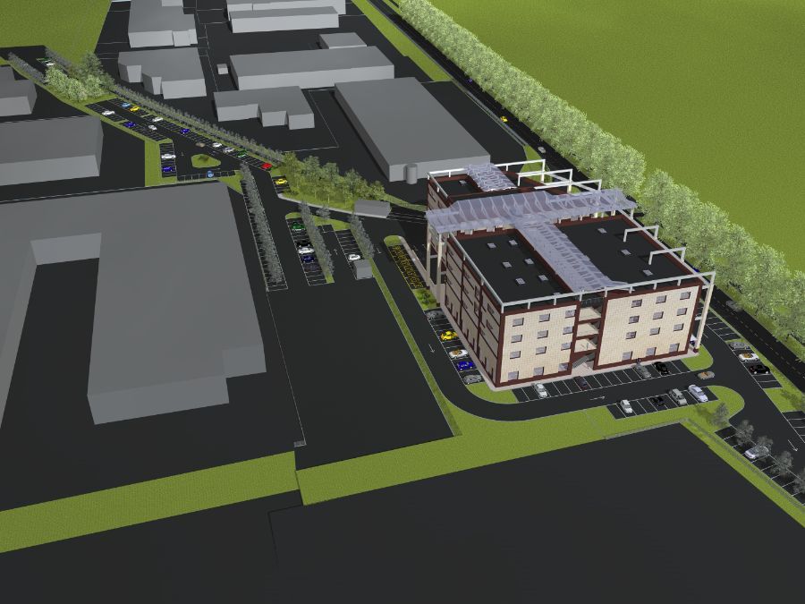 rendering complesso commerciale e residenziale