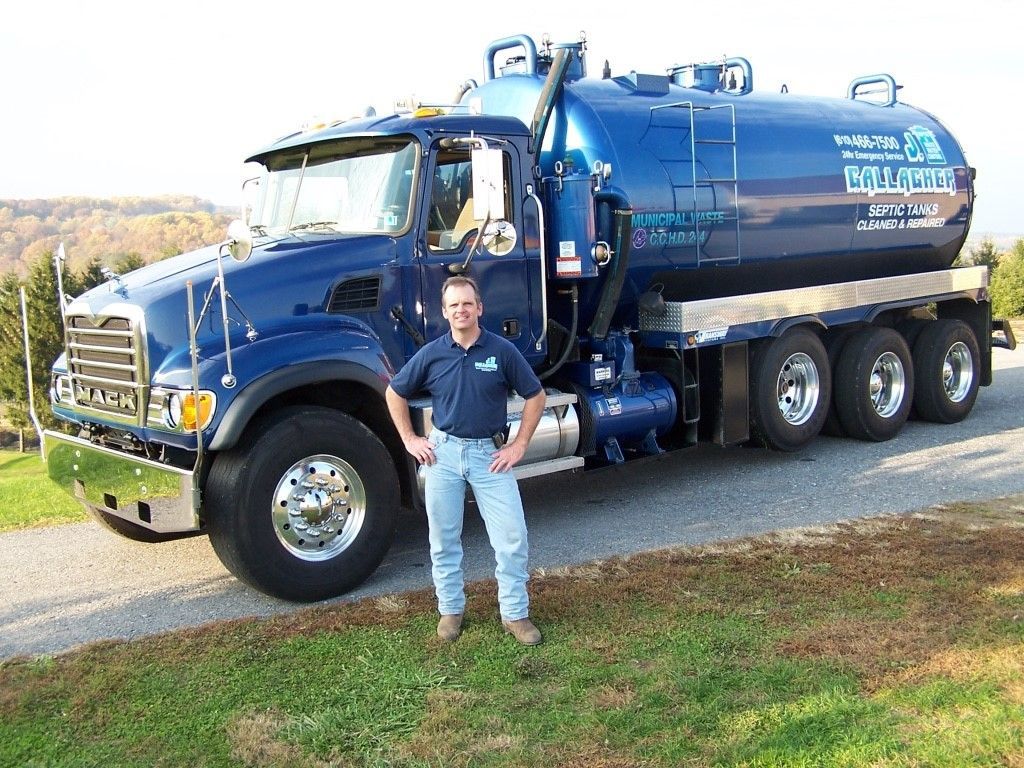 Blue Septic Truck — Chester County, PA — J. Gallagher Septic & Wastewater Control Blue Septic Truck — Chester County, PA — J. Gallagher Septic & Wastewater Control