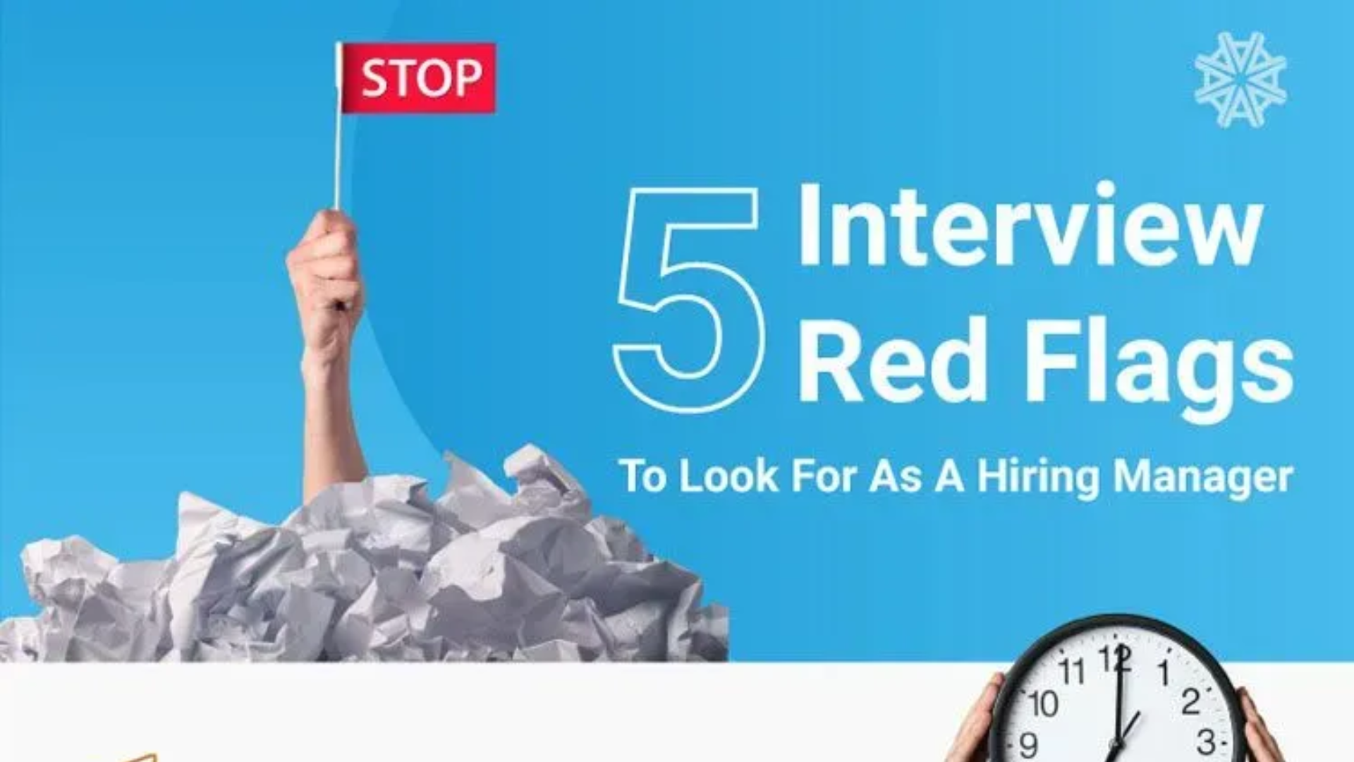 A hand emerges from a pile of crumpled paper holding a red stop sign. Text reads: