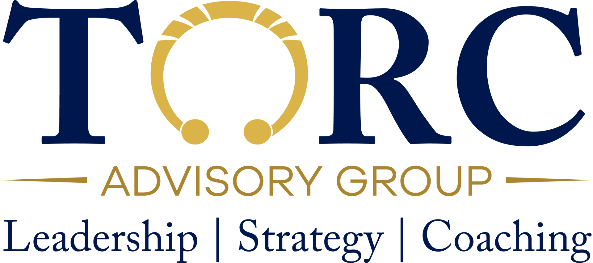 TORC Advisory Group logo with gold and navy text and “Leadership | Strategy | Coaching” tagline