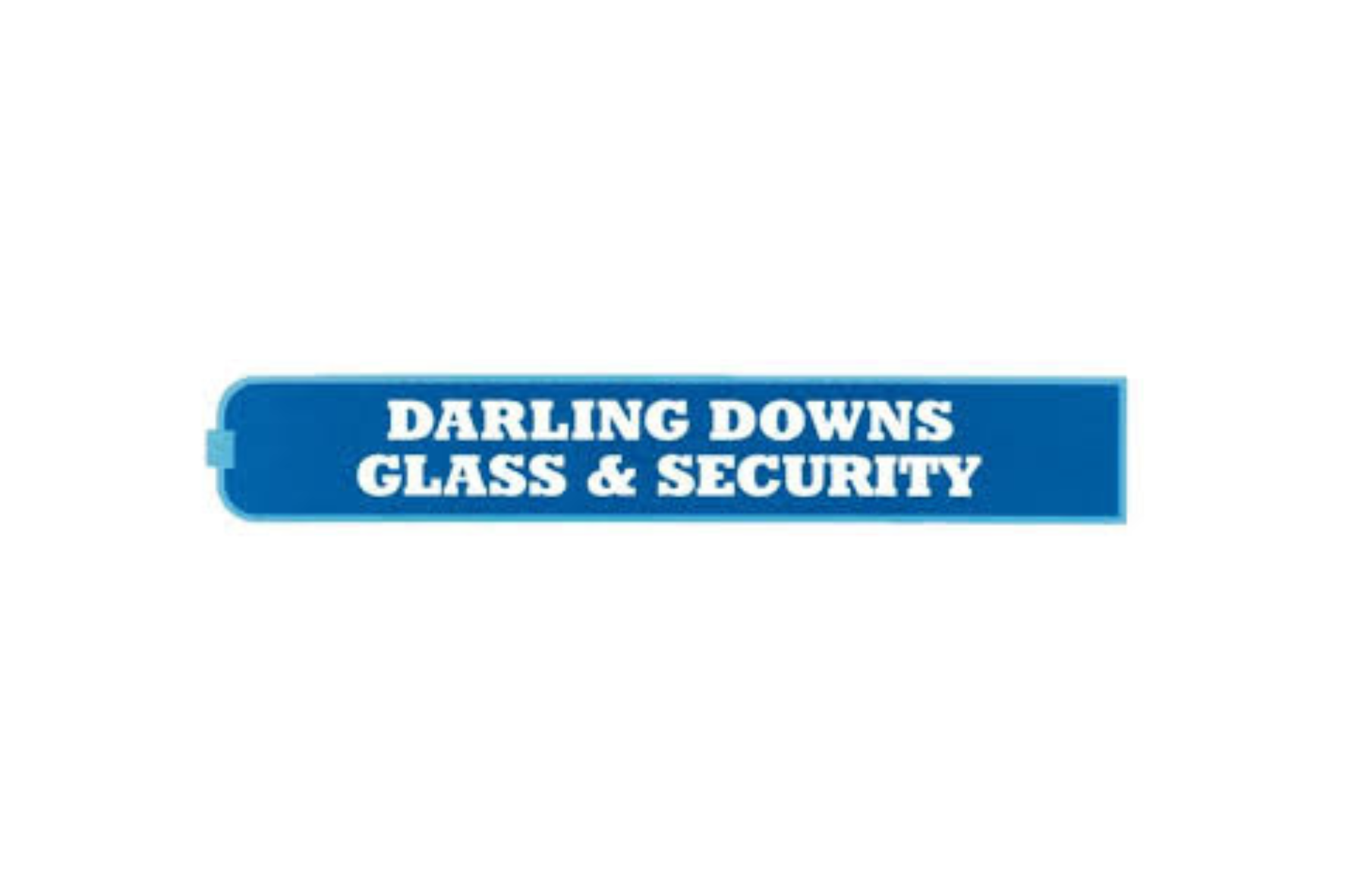 Blue logo reading “Darling Downs Glass & Security” on a white background