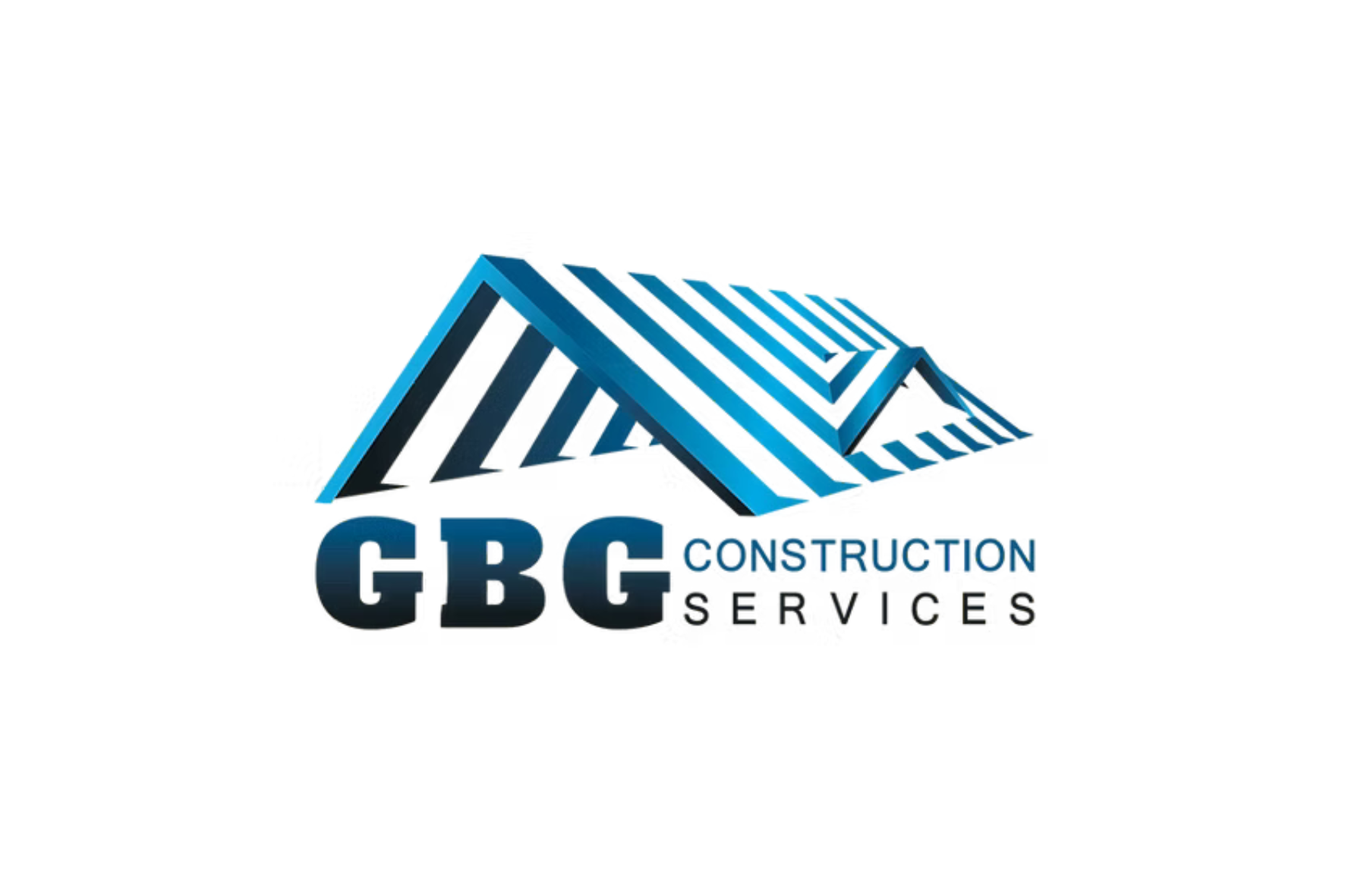 Gold and white GBG Construction Services logo with stylised roof graphic