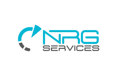 NRG Services logo with teal and gray circular arrow icon and text on a white background