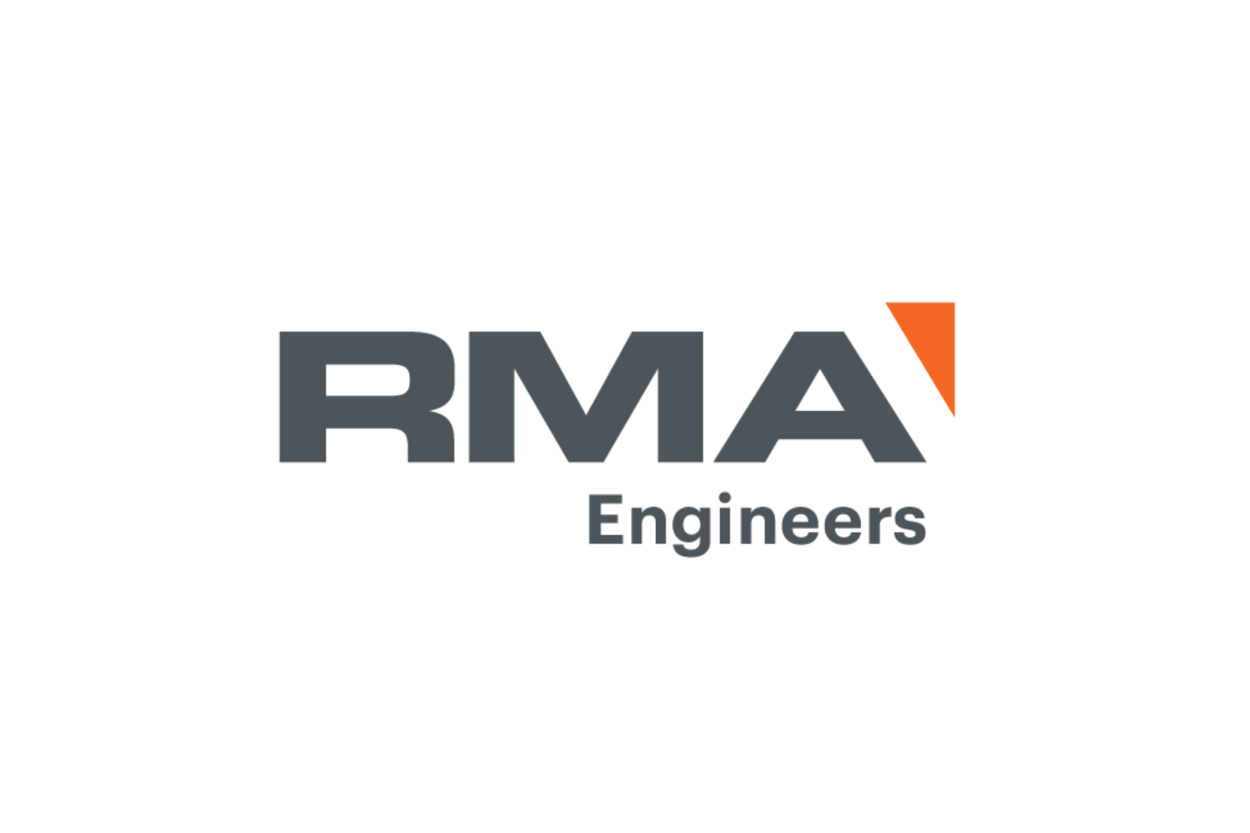 RMA Engineers logo in gray and orange on a white background