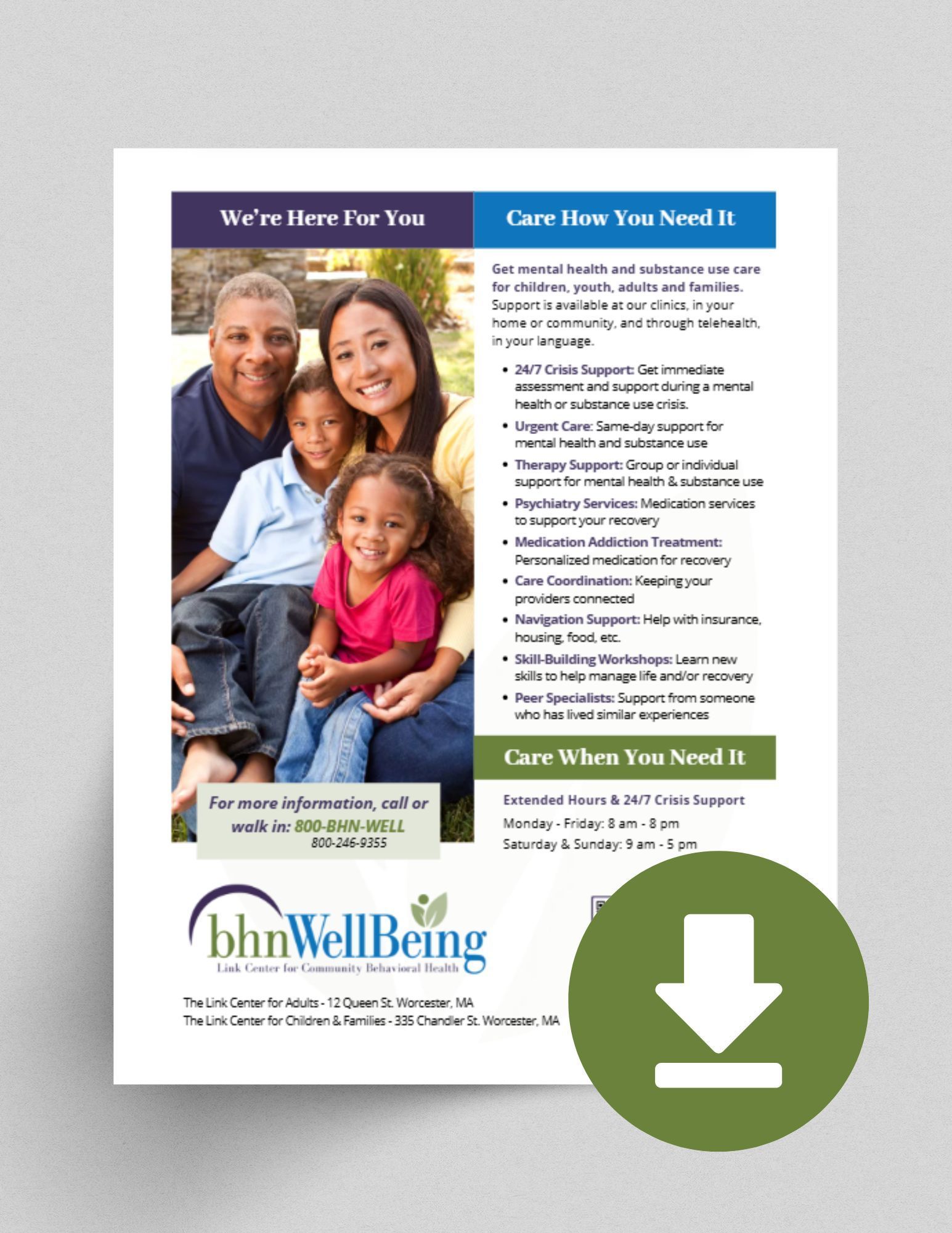 BHN WellBeing flyer download