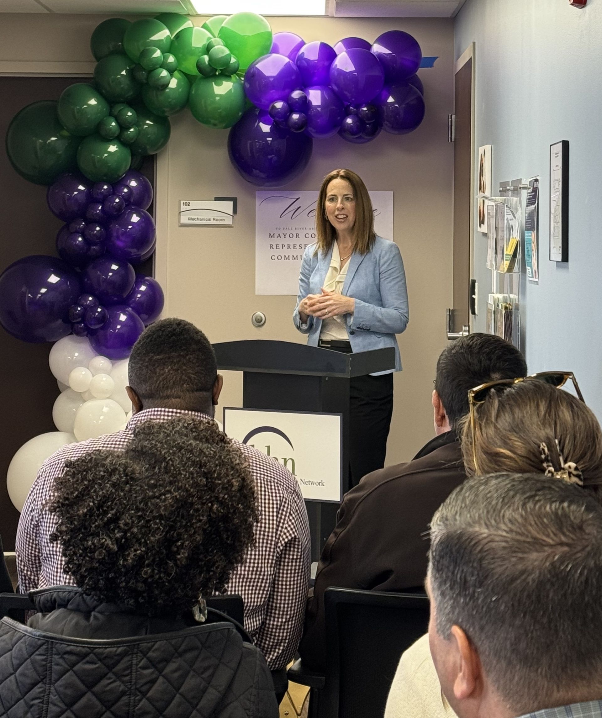 BHN Sr. Vice President Michelle Michalian speaks at the Fall River Abilities Center grand opening.