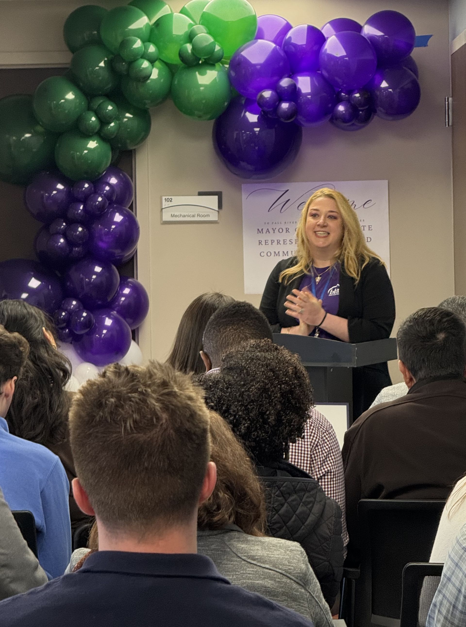 Amanda Lee, Program Manager speaks at the BHN Fall River Abilities Center grand opening.