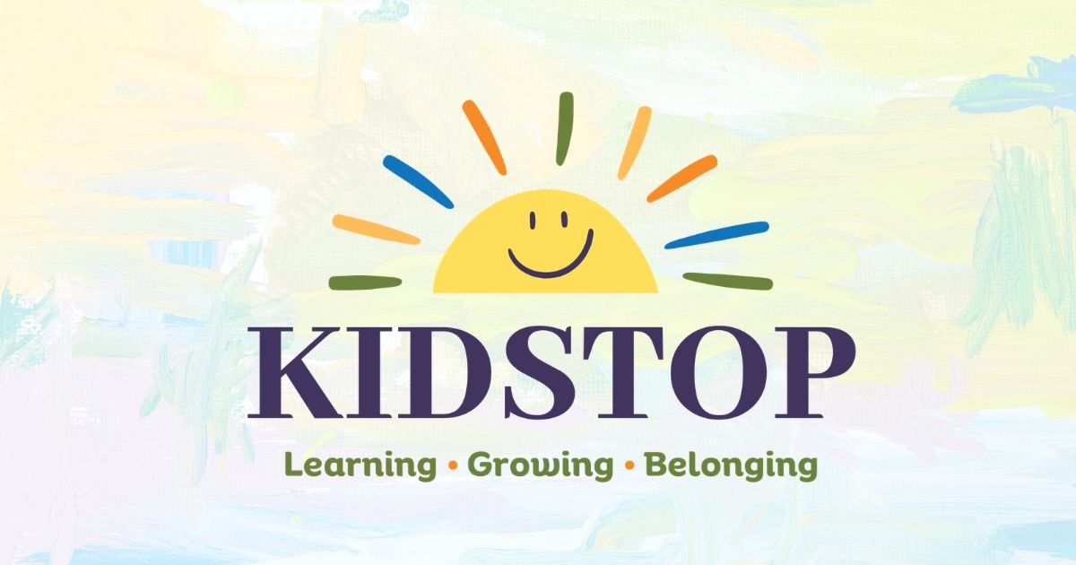 BHN's KIDSTOP logo of a smiling cartoon sun over the words Learning, Growing, & Belonging. 