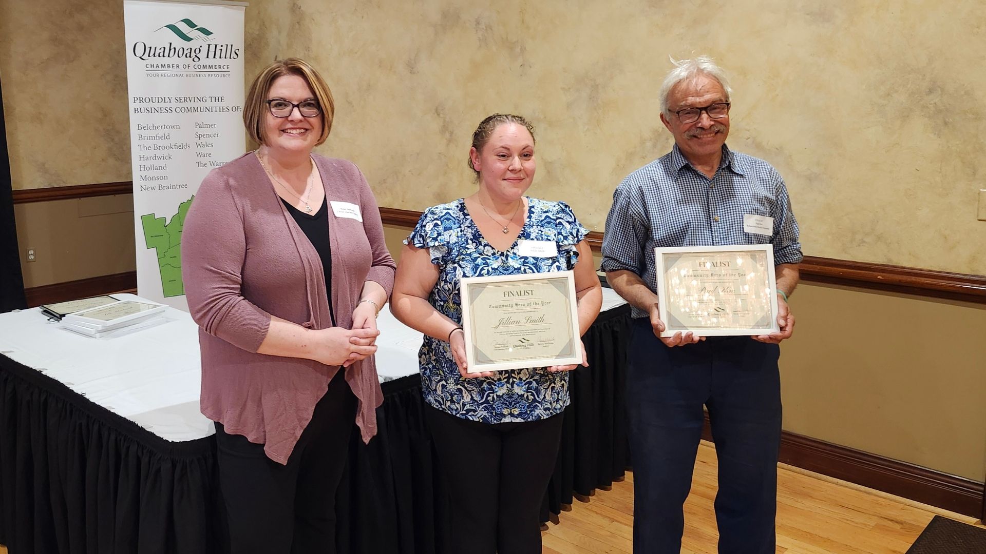 Renee Niedziela, QHMA Board President with BHN Community Hero recipients Jilliam smith and Paul Kuc.