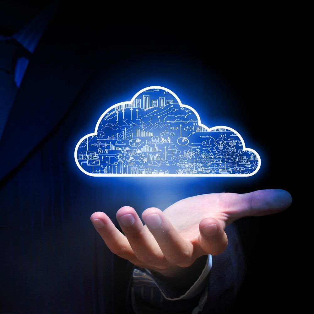 Businessman Hand Holding Cloud Computing Concept — Communication Systems in Lake Macquarie, NSW
