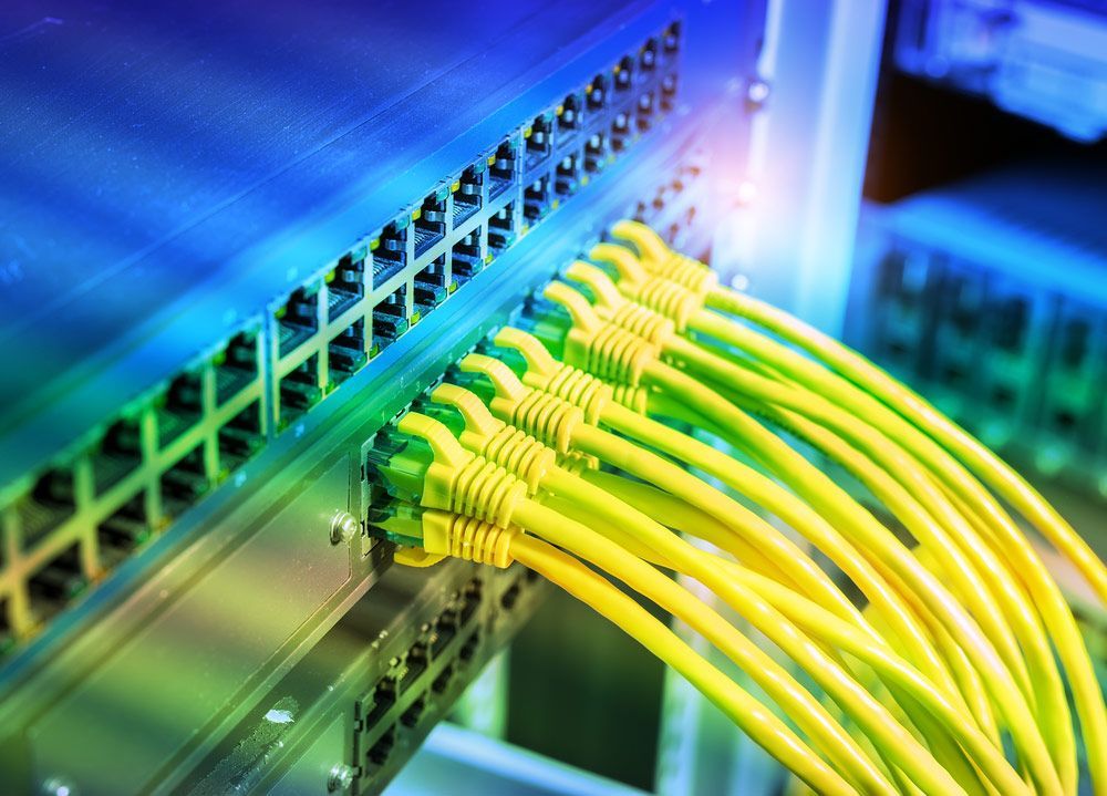 Network Cables Connected to Switch or Router — Communication Systems in Hunter Valley, NSW