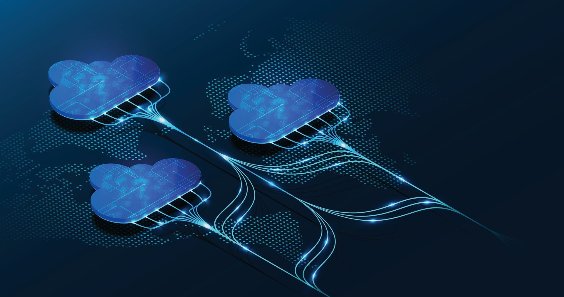 Multiple Cloud Symbol Vector Illustration — Communication Systems in Hunter Valley, NSW
