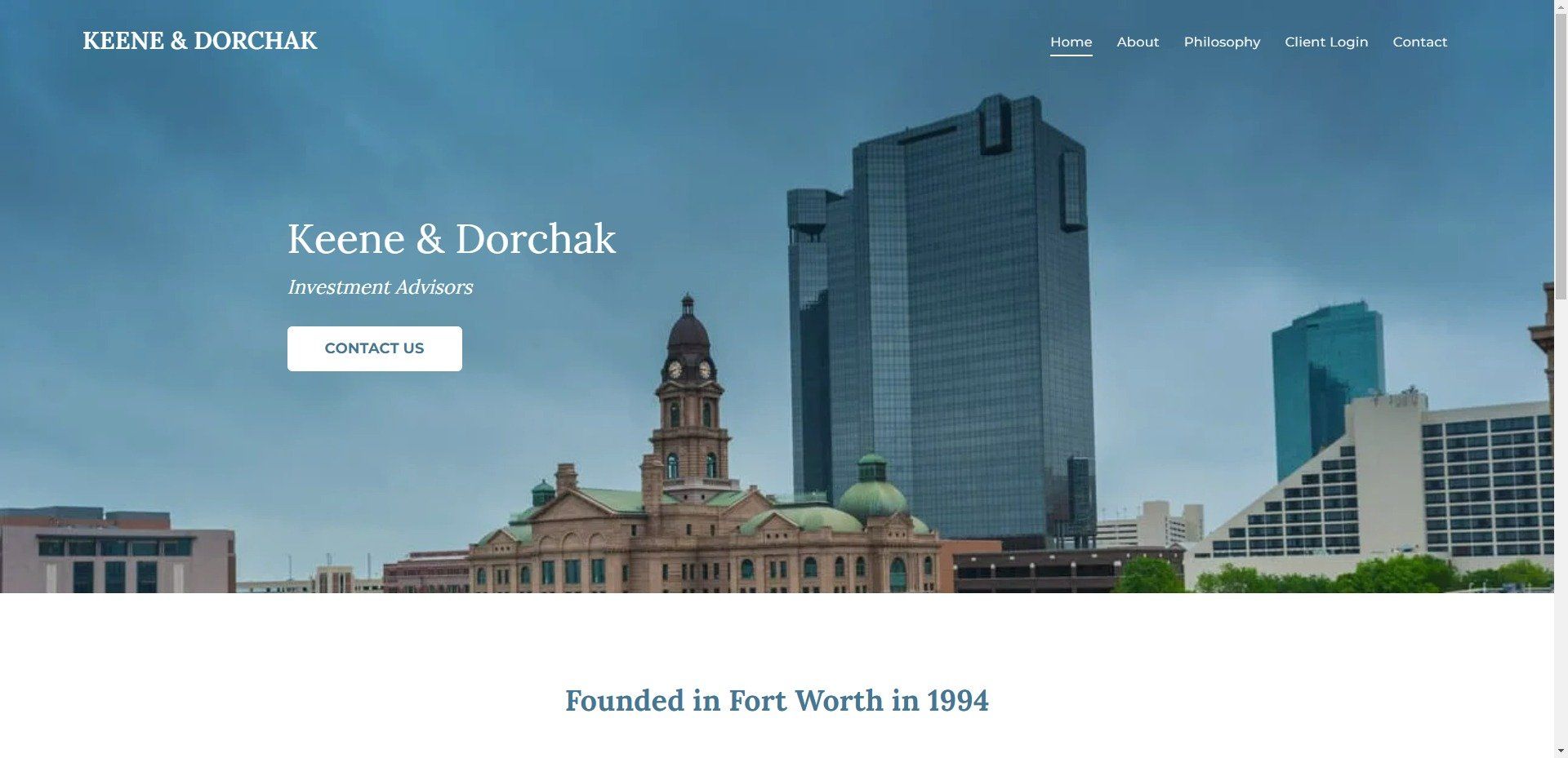 Screenshot of fort worth investment advisor website