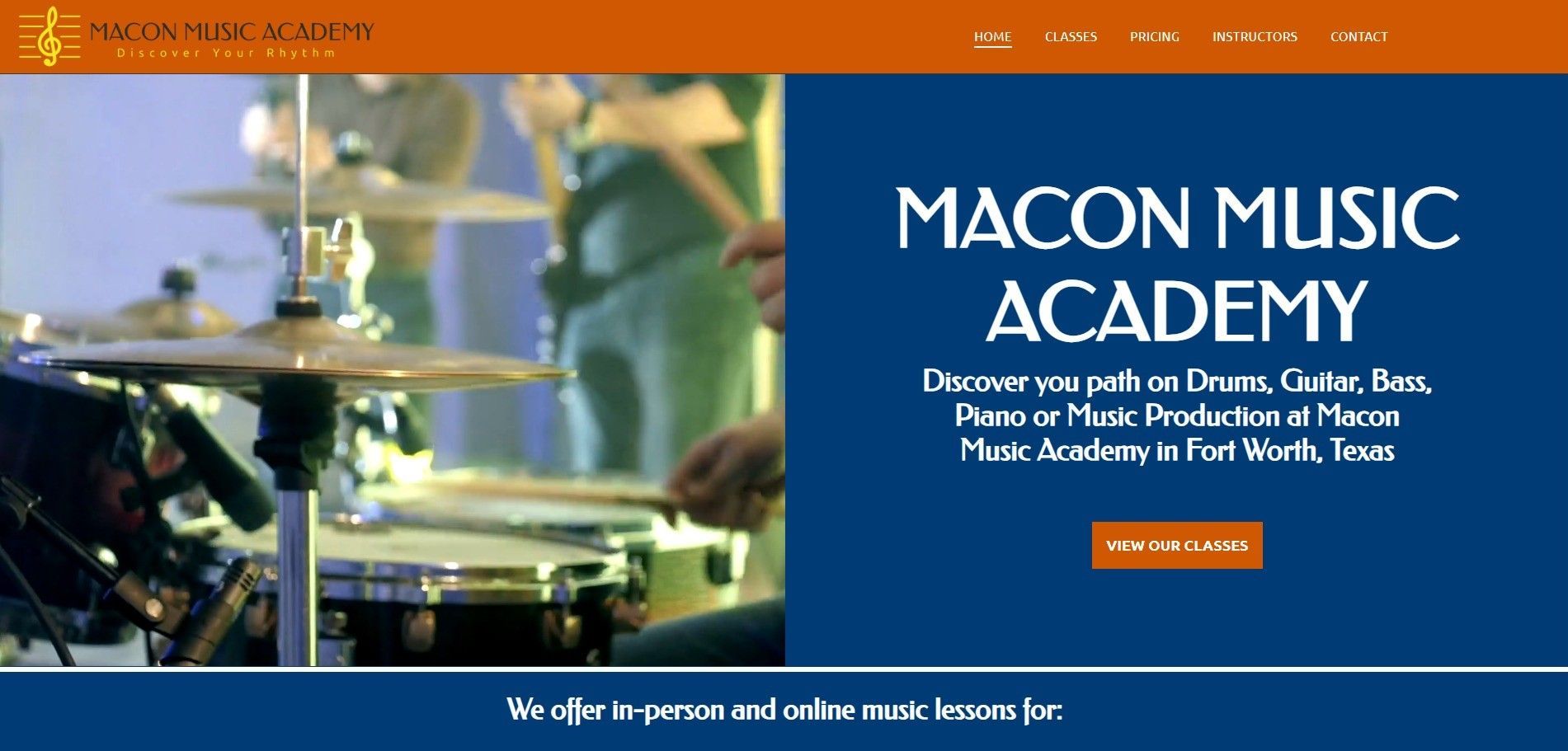 Website screenshot of Macon Music Academy