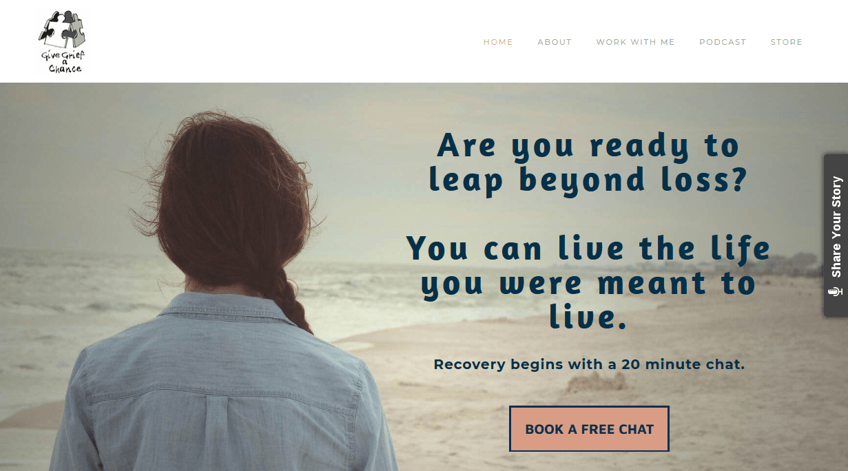 Example of a grief coach's website (done in Weebly).