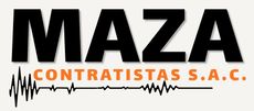 Logotipo con el texto «MAZA Contratistas S.A.C.» en negro y naranja, con una línea gráfica de ritmo cardíaco