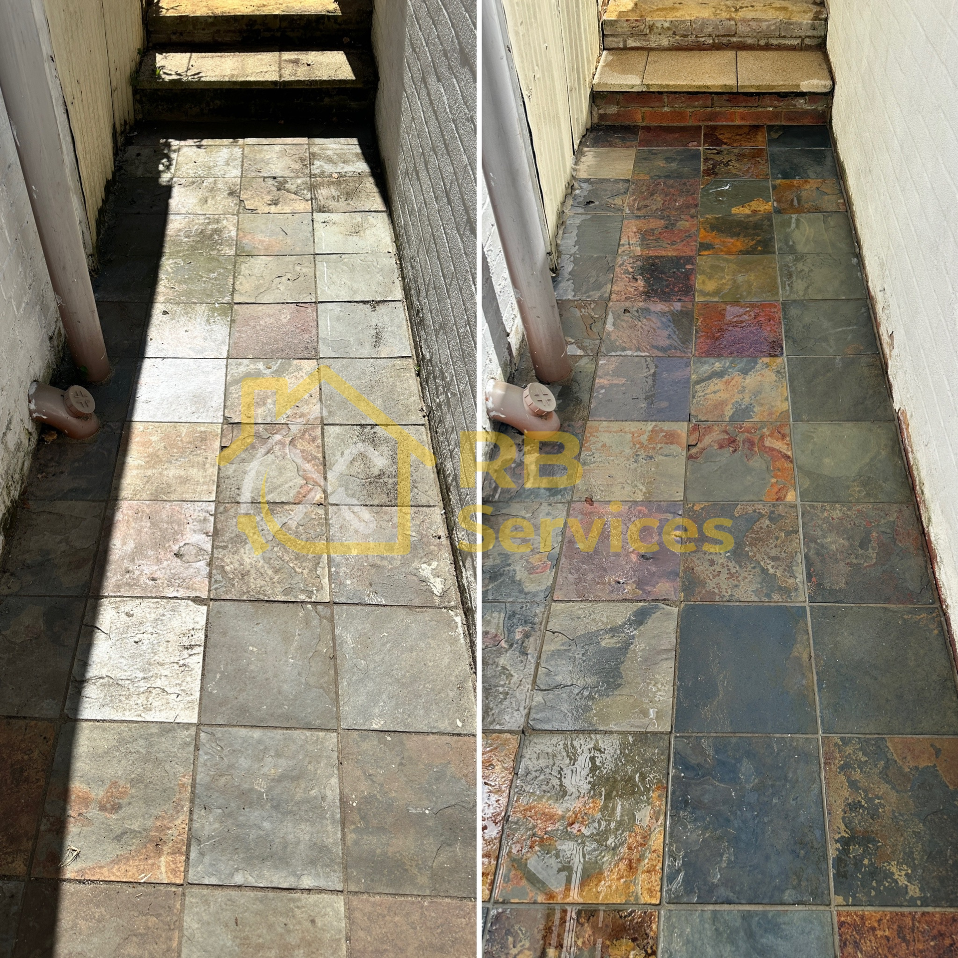 Courtyard patio pressure washing