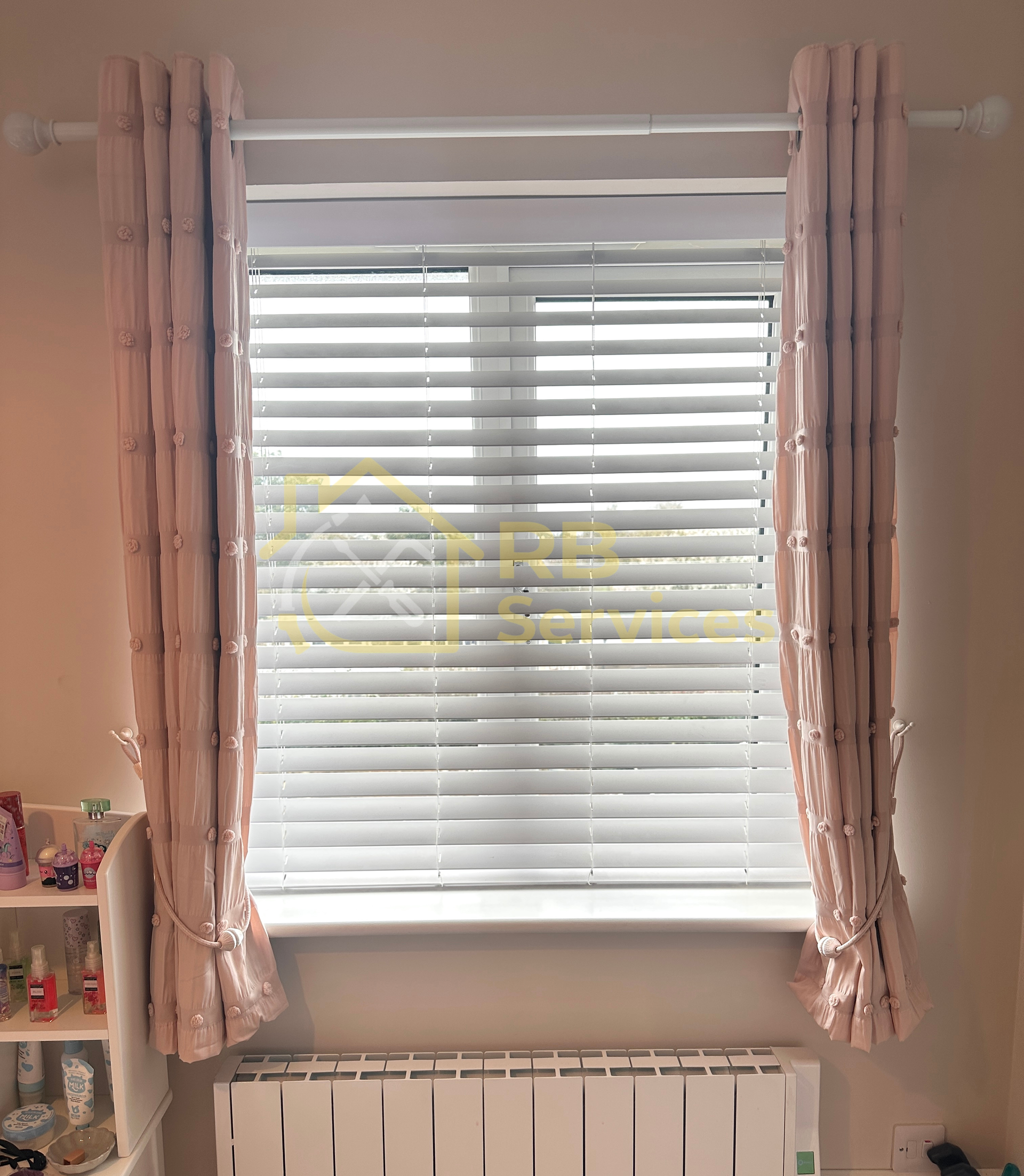 Curtain poles, blinds and tie-backs