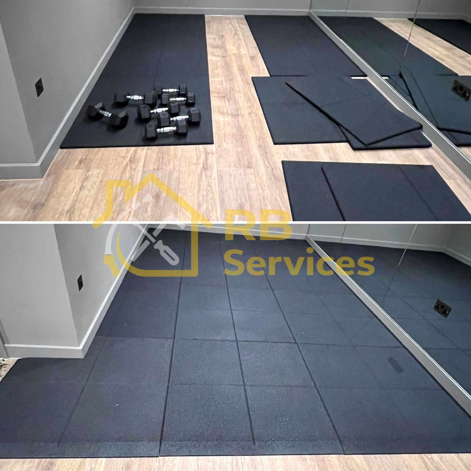 Gym flooring cut to size and fitted