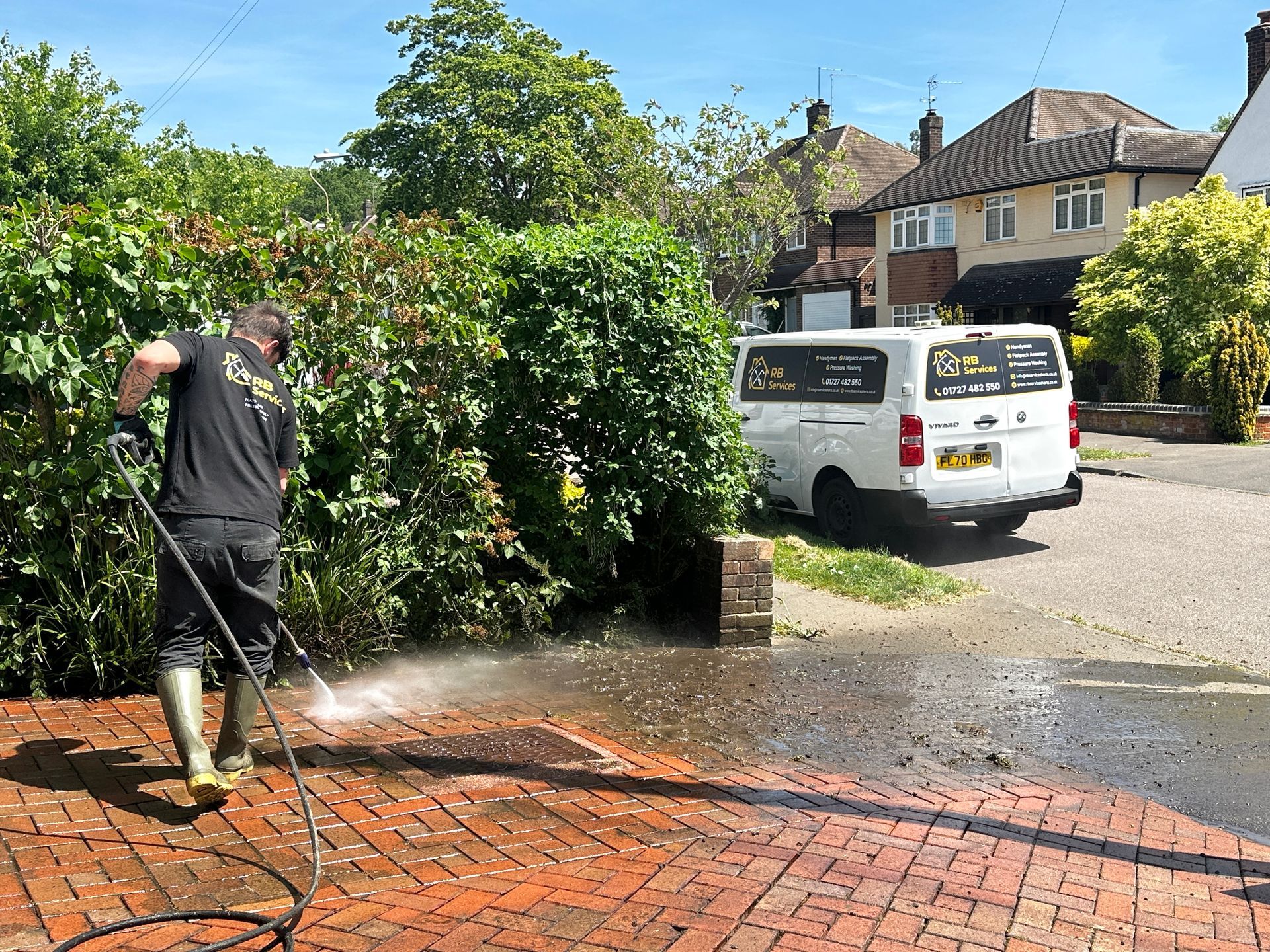 Driveway pressure washing