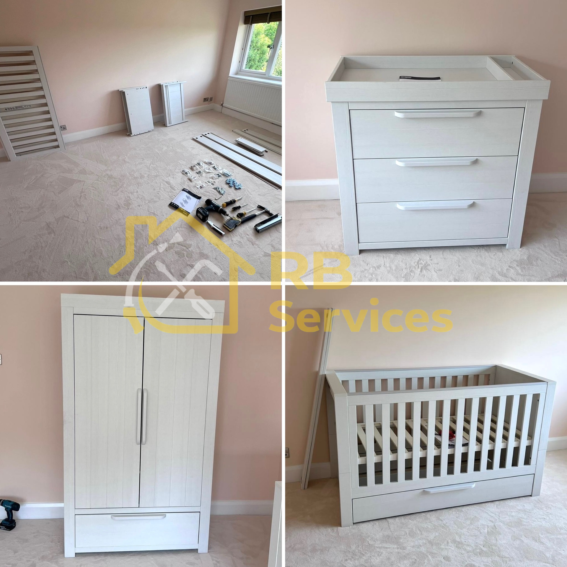 Mamas and Papas 3-piece nursery set assembled