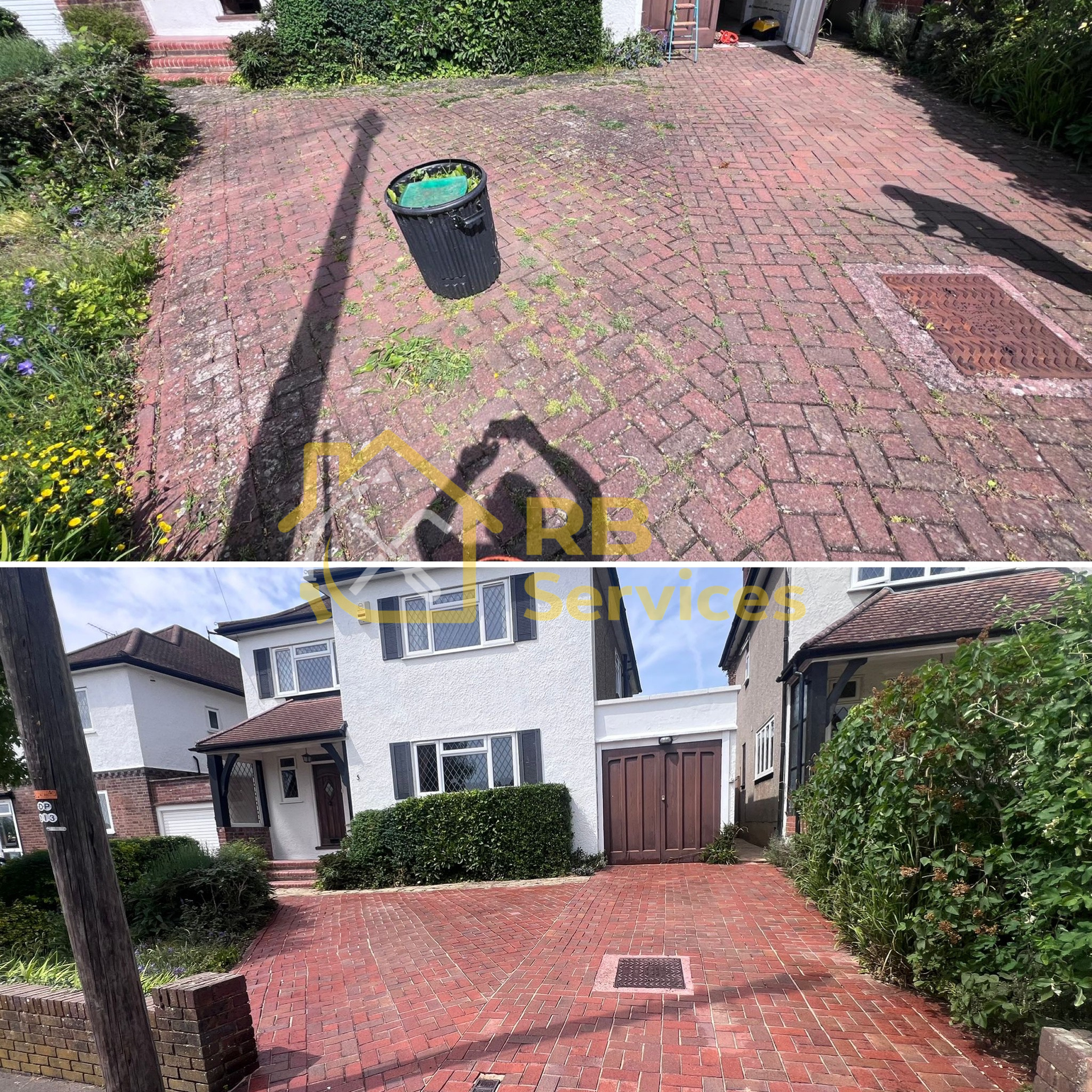 Driveway pressure washing - Before & After