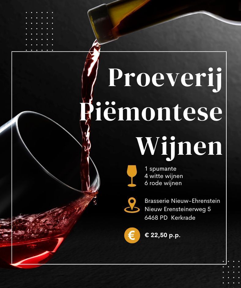 Wine tasting advertisement: pouring red wine into a glass, with text for