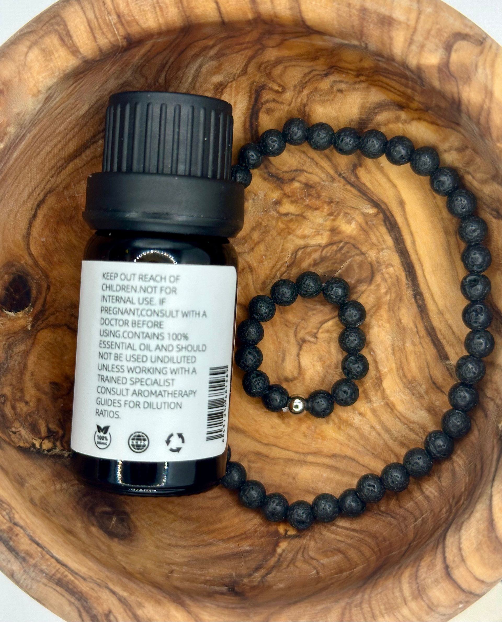 Whisper Stone ~ Lava Bracelet & Ring Aroma Set ~ Juniper Berry